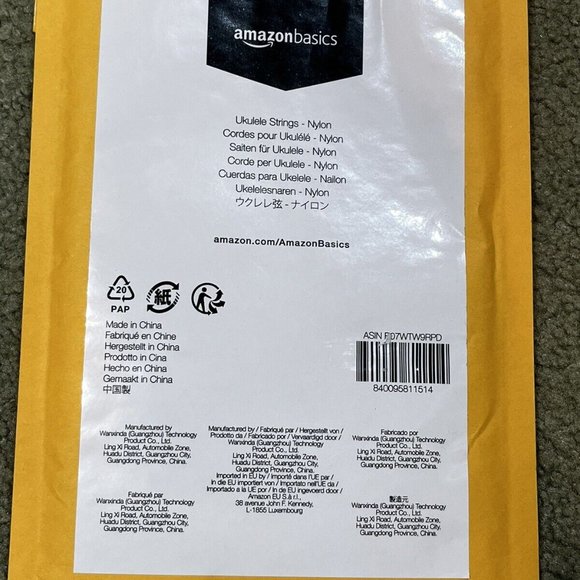 5 New Sealed In Mailers - Amazon Basics Ukulele Strings - Nylon lot For Resale!! - Picture 1 of 3